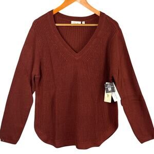 RD Style Plus Size Women’s V-Neck Sweater Rust XXL NWT Layering Oversized Fit